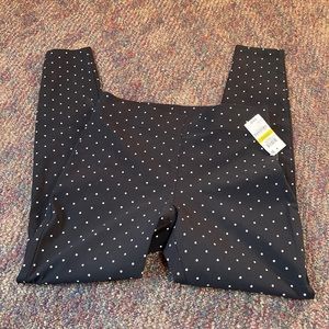 MAISON JULES Black White Polka Dot Stretch Pull On Leggings Skinny Pants  Medium